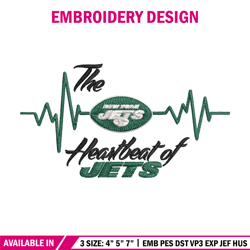 The heartbeat of New York Jets embroidery design, Jets embroidery, NFL embroidery, sport embroidery, embroidery design