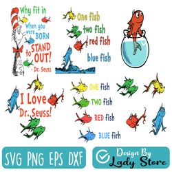 One fish two fish, blue fish red fish, Dr seuss svg, Dr seuss Birthday, Dr seuss quote254