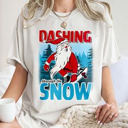 Dashing through the snow Retro Christmas, Santa Claus sublim