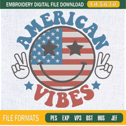 American Vibes Embroidery Designs, American Smiley Emoji Machine Embroidery Desi,Embroidery Design,Embroidery svg,Machin