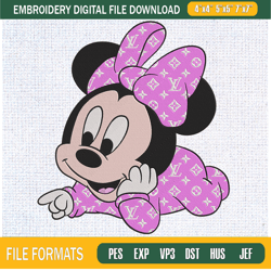Baby Minnie Mouse Pink Louis Vuitton Embroidery Designs, Disney Minnie Mouse Mac,Embroidery Design,Embroidery svg,Machin