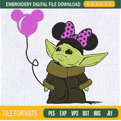 baby yoda mickey ears with balloon embroidery designs, baby yoda machine embroid,embroidery design,embroidery svg,machin