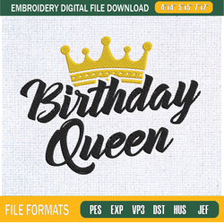 Birthday Queen Embroidery Designs, Queen Machine Embroidery Design, Machine Embr,Embroidery Design,Embroidery svg,Machin