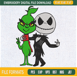 Grinch And Jack Skellington Chibi Embroidery Designs, Halloween Machine Embroide,Embroidery Design,Embroidery svg,Machin