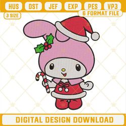 My Melody Merry Christmas Embroidery Design Files.jpg
