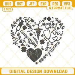 Nurse Adjectives Heart Embroidery Designs, Medical Embroidery Files.jpg