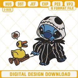 Stitch Jack Skellington And Toy Duck Embroidery Designs, Nightmare Before Christmas Embroidery Design File.jpg