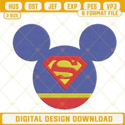 Superman Mickey Mouse Ears Embroidery Design File.jpg