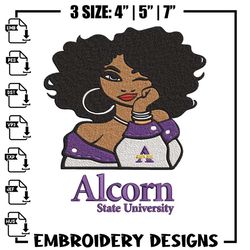 Alcorn State girl embroidery design, NCAA embroidery, Embroidery design, Logo sport embroidery, Sport embroidery,Embroid