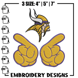 Foam Finger Minnesota Vikings embroidery design, Minnesota Vikings embroidery, NFL embroidery, Logo sport embroidery