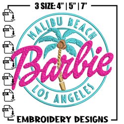 Malibu Beach Barbie Los Angeles Embroidery design, Barbie Embroidery, Embroidery File, logo design, Digital download