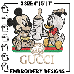 mickey duck baby embroidery design, gucci embroidery, embroidery file, logo shirt, sport embroidery, digital download