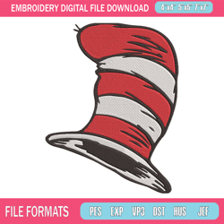 cat in the hat embroidery design, dr seuss embroidery, embroidery file, embroidery design, digital download