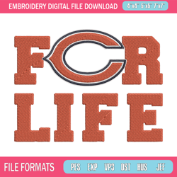 chicago bears for life embroidery design, bears embroidery, nfl embroidery, sport embroidery, embroidery design