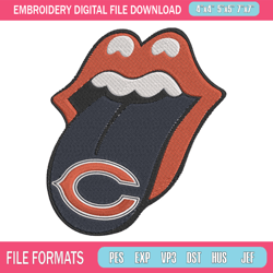 chicago bears tongue embroidery design, chicago bears embroidery, nfl embroidery, sport embroidery, embroidery design