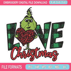Grinch Love Christmas Embroidery design, Grinch christmas Embroidery, Grinch design, Embroidery file, Instant download 1