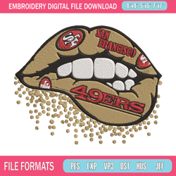 San Francisco 49ers dripping lips embroidery design, 49ers embroidery, NFL embroidery, logo sport embroidery