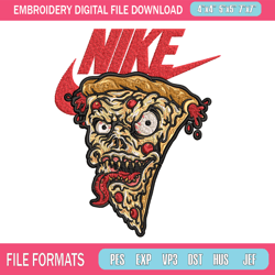 Scary Monster Pizza Nike Embroidery design, Monster Pizza Embroidery, Nike design, Embroidery file, Instant download