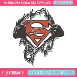 superman symbol chicago bears embroidery design, bears embroidery, nfl embroidery, sport embroidery, embroidery design