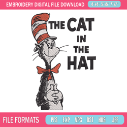 the cat in the hat embroidery design, dr seuss embroidery, embroidery design, embroidery file, digital download