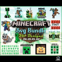 26 Files Minecraft SVG Bundle Design