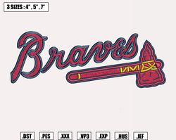 Atlanta Braves Embroidery Designs, MLB Logo Embroidery Files, Machine Embroidery Design File, Instan14