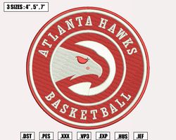 Atlanta Hawks Embroidery Designs, NBA Logo Embroidery Files, Southeast, Machine Embroidery Design Fi17