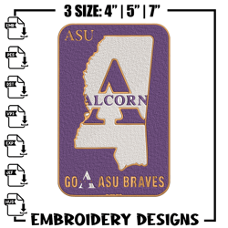 Alcorn State logo embroidery design, Logo embroidery, Sport embroidery, logo sport embroidery, Embro54