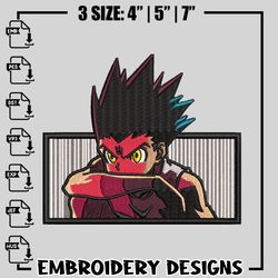 Angry Gon embroidery design, hunter x hunter embroidery, anime design, logo design, anime shirt, Dig65