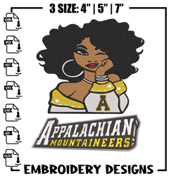 Appalachian State girl embroidery design, NCAA embroidery, Embroidery design, Logo sport embroidery,85