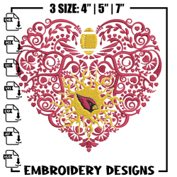 Arizona Cardinals Heart embroidery design, Arizona Cardinals embroidery, NFL embroidery, logo sport 113