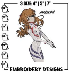 Asuka poster Embroidery Design, Evangelion Embroidery, Embroidery File, Anime Embroidery, Anime shir164