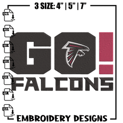 Atlanta Falcons Go embroidery design, Falcons embroidery, NFL embroidery, logo sport embroidery, emb174