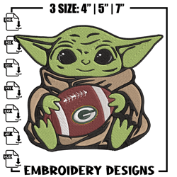 Baby Yoda Green Bay Packers embroidery design, Packers embroidery, NFL embroidery, sport embroidery,212
