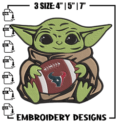Baby Yoda Houston Texans embroidery design, Texans embroidery, NFL embroidery, sport embroidery, emb213