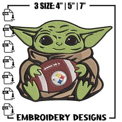 Baby Yoda Pittsburgh Steelers embroidery design, Pittsburgh Steelers embroidery, NFL embroidery, log226