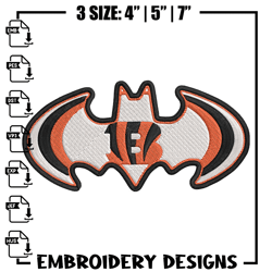 Batman Symbol Cincinnati Bengals embroidery design, Cincinnati Bengals embroidery, NFL embroidery, l303