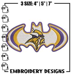 Batman Symbol Minnesota Vikings embroidery design, Minnesota Vikings embroidery, NFL embroidery, log313