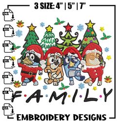 Bluey family Embroidery Design, Bluey Embroidery, Embroidery File, Chrismas Embroidery, Anime shirt,409