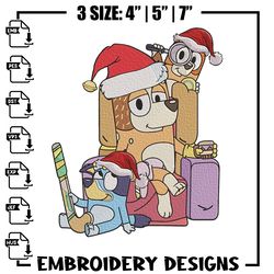 Bluey family Embroidery Design, Bluey Embroidery, Embroidery File, Chrismas Embroidery,Anime shirt, 411