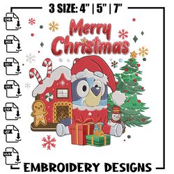 Bluey merry chrismas Embroidery Design,Bluey Embroidery, Embroidery File, Chrismas Embroidery, Digit415