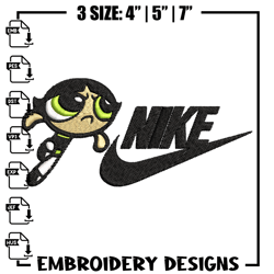 Buttercup Nike Embroidery design, Powerpuff Girls cartoon Embroidery, Nike design, Embroidery file, 520