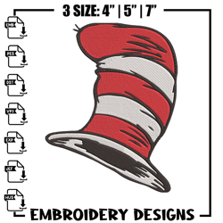Cat In The Hat Embroidery Design, Dr seuss Embroidery, Embroidery File, Embroidery design, Digital d609