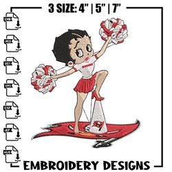 Cheer Betty Boop Tampa Bay Buccaneers embroidery design, Buccaneers embroidery, NFL embroidery, logo672