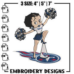 Cheer Betty Boop Tennessee Titans embroidery design, Tennessee Titans embroidery, NFL embroidery, lo673