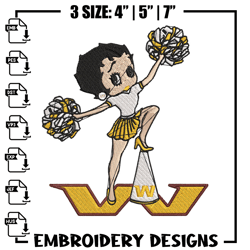 Cheer Betty Boop Washington Commanders embroidery design, Commanders embroidery, NFL embroidery, log674