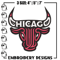 Chicago Bulls mascot embroidery design, NBA embroidery, Sport embroidery, Embroidery design, Logo sp705