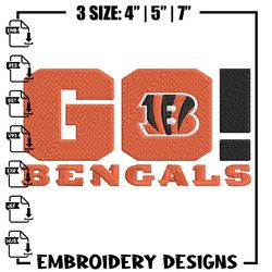Cincinnati Bengals Go embroidery design, Bengals embroidery, NFL embroidery, logo sport embroidery, 739