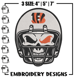 Cincinnati Bengals Skull Helmet embroidery design, Cincinnati Bengals embroidery, NFL embroidery, sp749