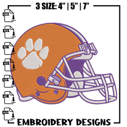 Clemson Tigers helmet embroidery design, NCAA embroidery, Sport embroidery,Logo sport embroidery,Emb755